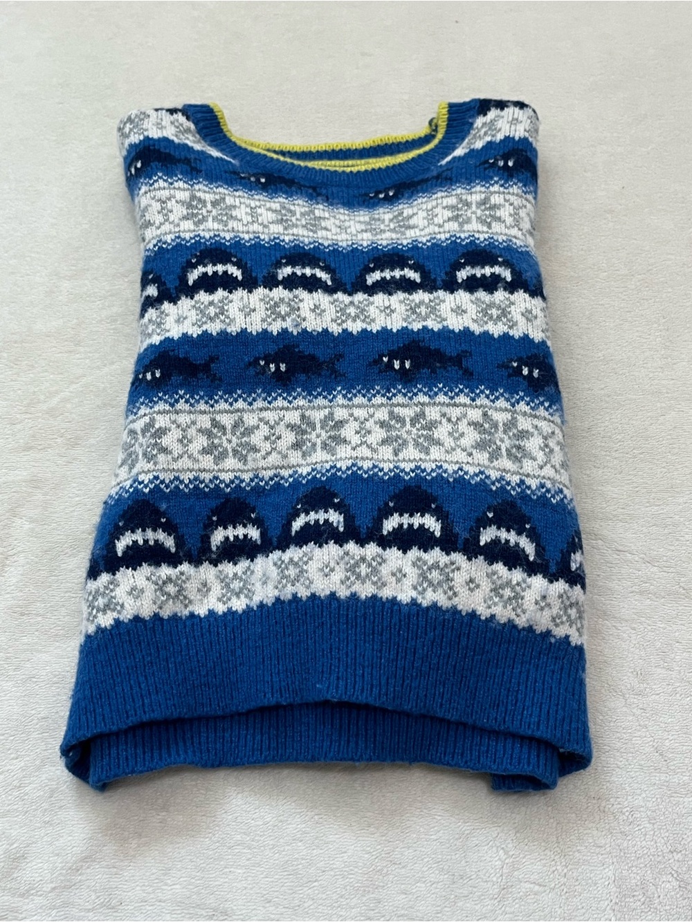 Mini Boden Blue Shark Fair Isles Wool Sweater
